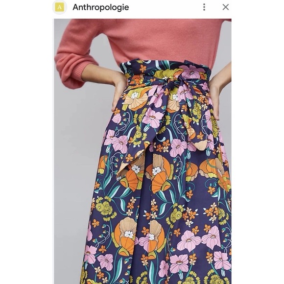 Corey Lynn Calter Dresses & Skirts - Corey Lynn Calter Kyla Midi Skirt M/L Anthropologie Paperbag Tie Waist A Line